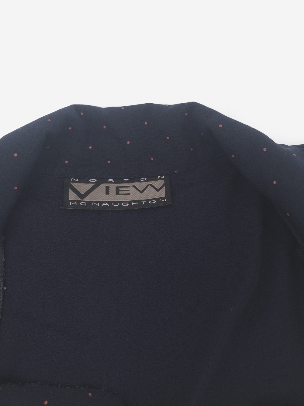 ✨Vintage 90s Norton McNaughton Navy Polka Dot Midi Shirt Dress✨ - Picture 12 of 16